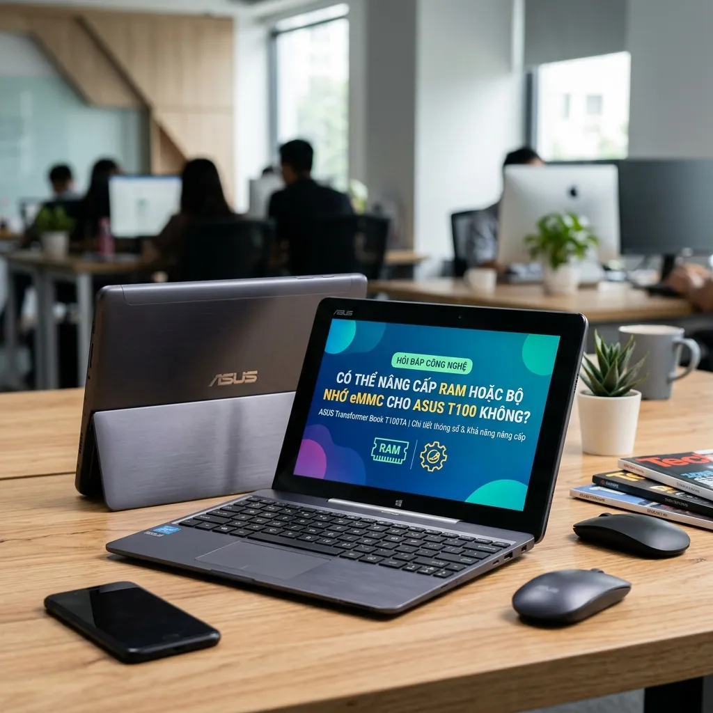 Có thể nâng cấp RAM hoặc bộ nhớ eMMC cho Asus T100 không?