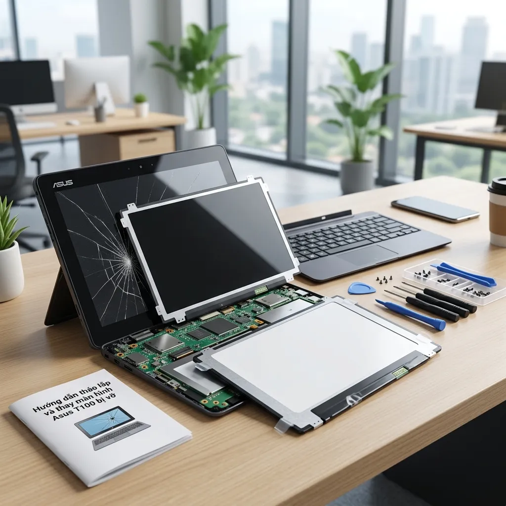 Hướng dẫn tháo lắp máy và thay màn hình Asus T100 bị vỡ